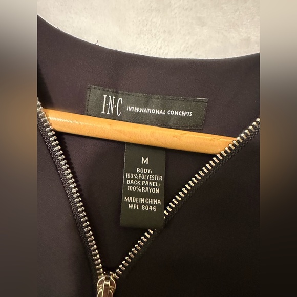 INC from Macys women’s medium black sleeveless blouse. Silver zipper - Picture 2 of 6